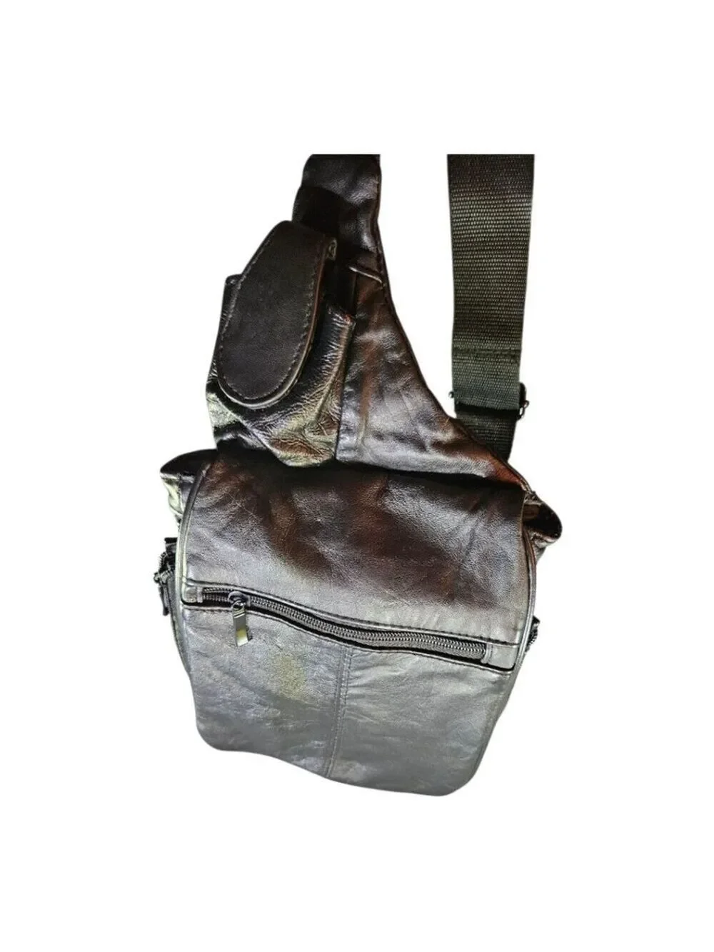 Vintage DB Design Black Leather Crossbody Bag One Size